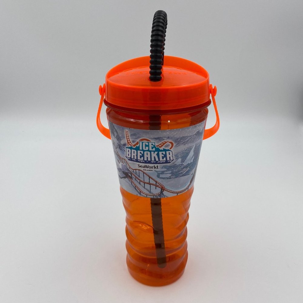 Sea World Orlando FL Souvenir Refillable Drink Cup 9" Water Bottle Ice Breaker